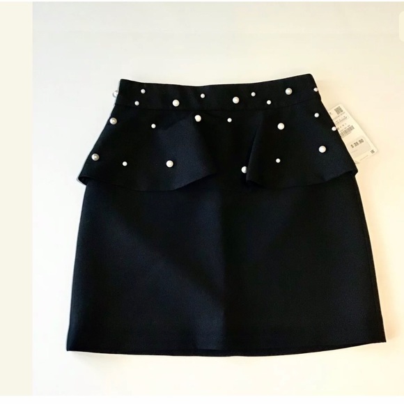 Zara Peplum Skirt with Faux Pearls NWT - Picture 5 of 6